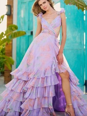 Sherri Hill Lilac Print Show Stopper Dress NWT Size 0